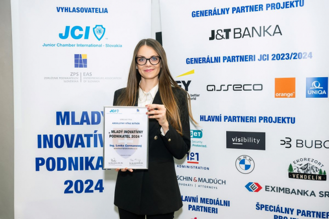 Víťazka súťaže Mladý inovatívny podnikateľ roka 2024, Lenka Cermanová. Zdroj: JCI-Slovensko